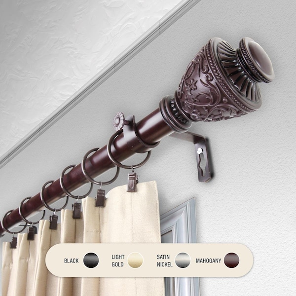 Kd 1 in. Ron Curtain Rod with 160 to 240 in. Extension, Mahogany KD3714658 - main